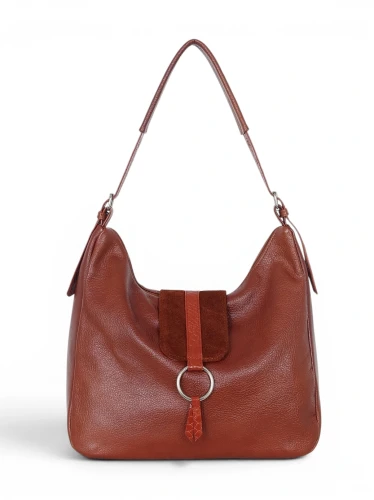 Włoska Torebka Worek Vera Pelle – Skórzany Hobo Bag | Zamsz i Skóra Naturalna | Brąz cieniowany