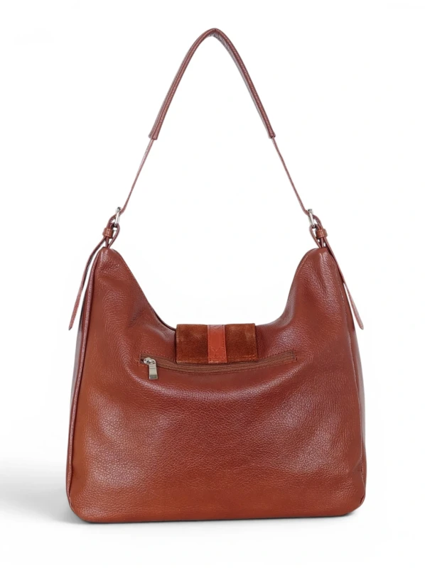 Włoska Torebka Worek Vera Pelle – Skórzany Hobo Bag | Zamsz i Skóra Naturalna | Brąz cieniowany
