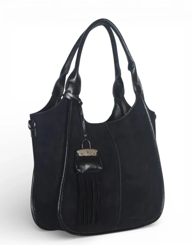 Maria C. Italy – elegancka torebka damska A4 zamszowa shopper bag na ramię