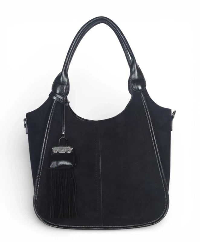 Maria C. Italy – elegancka torebka damska A4 zamszowa shopper bag na ramię