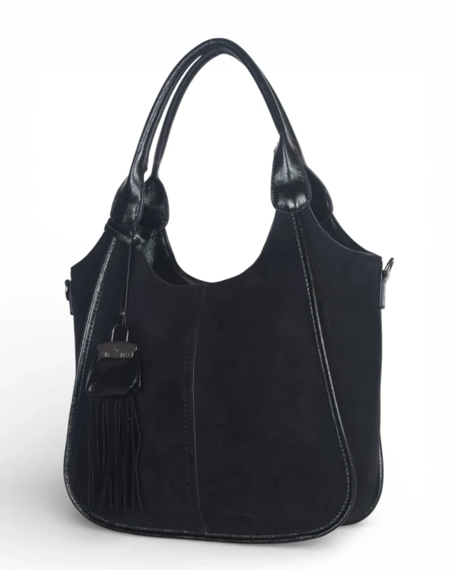 Maria C. Italy – elegancka torebka damska A4 zamszowa shopper bag na ramię