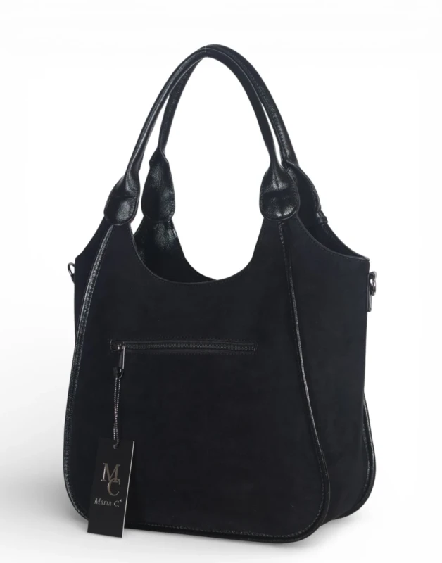 Maria C. Italy – elegancka torebka damska A4 zamszowa shopper bag na ramię