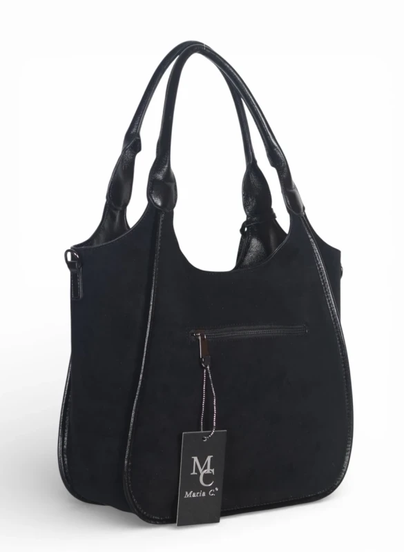 Maria C. Italy – elegancka torebka damska A4 zamszowa shopper bag na ramię