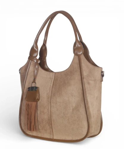 Maria C. Italy – elegancka torebka damska A4 zamszowa shopper bag na ramię 