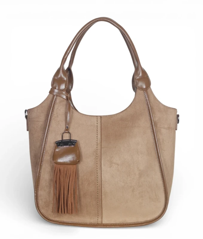 Maria C. Italy – elegancka torebka damska A4 zamszowa shopper bag na ramię