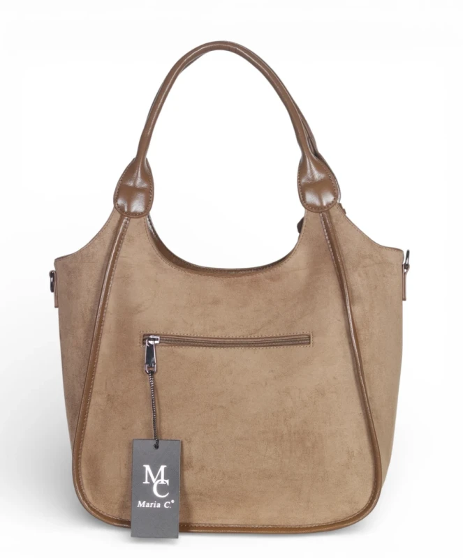 Maria C. Italy – elegancka torebka damska A4 zamszowa shopper bag na ramię