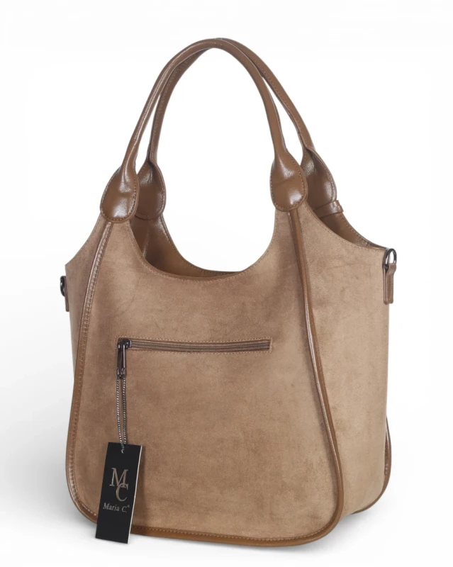 Maria C. Italy – elegancka torebka damska A4 zamszowa shopper bag na ramię