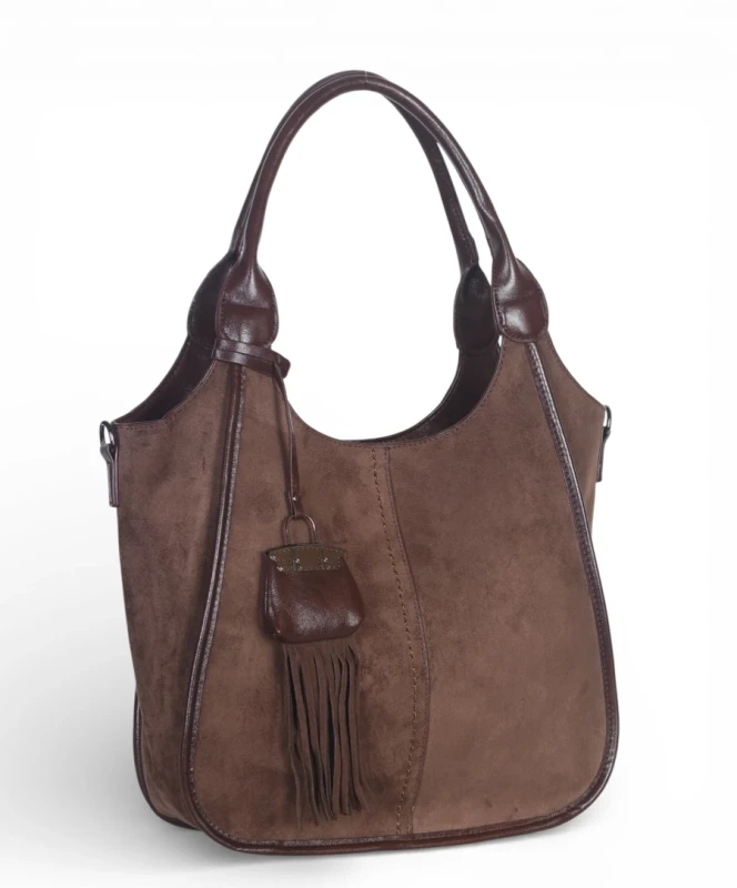 Maria C. Italy – elegancka torebka damska A4 zamszowa shopper bag na ramię