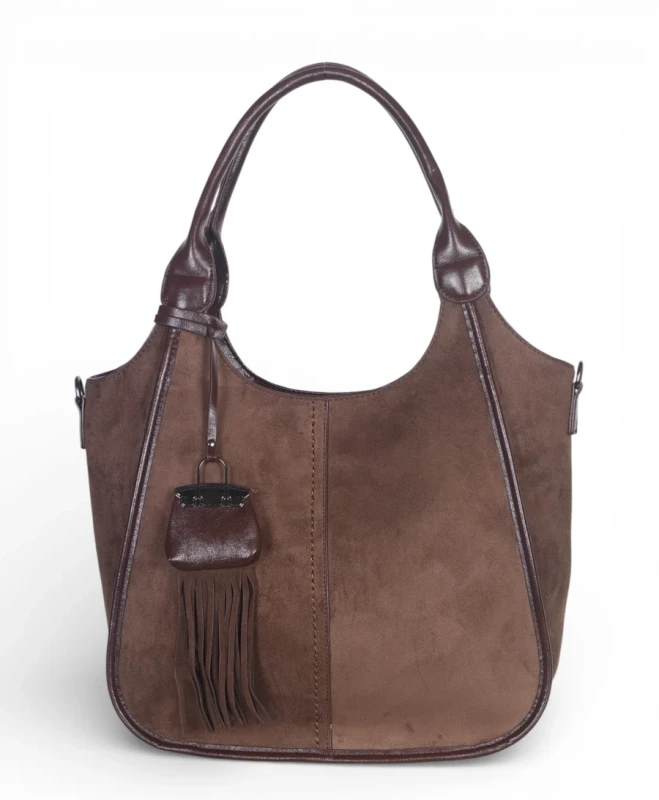 Maria C. Italy – elegancka torebka damska A4 zamszowa shopper bag na ramię