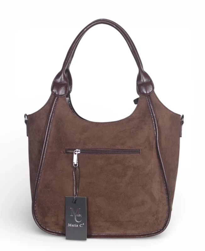 Maria C. Italy – elegancka torebka damska A4 zamszowa shopper bag na ramię