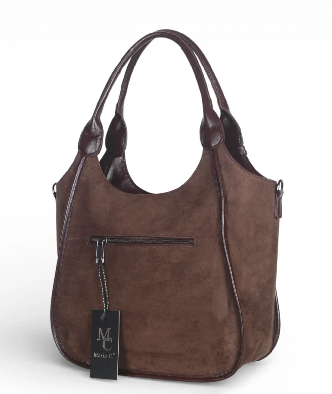 Maria C. Italy – elegancka torebka damska A4 zamszowa shopper bag na ramię