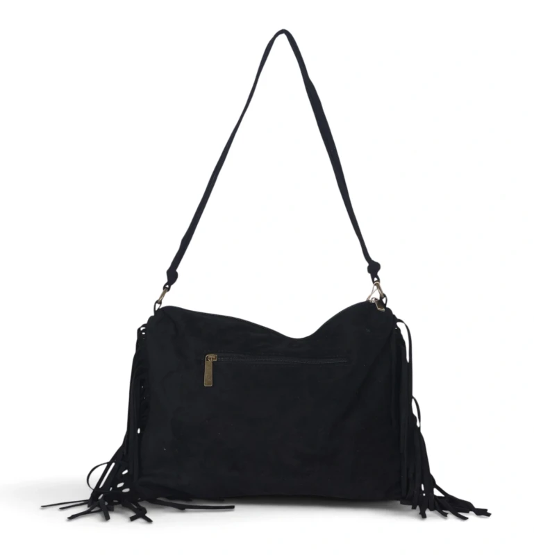 Zamszowa torebka listonoszka Paolo Bags Italy – miękka shopperka z frędzlami