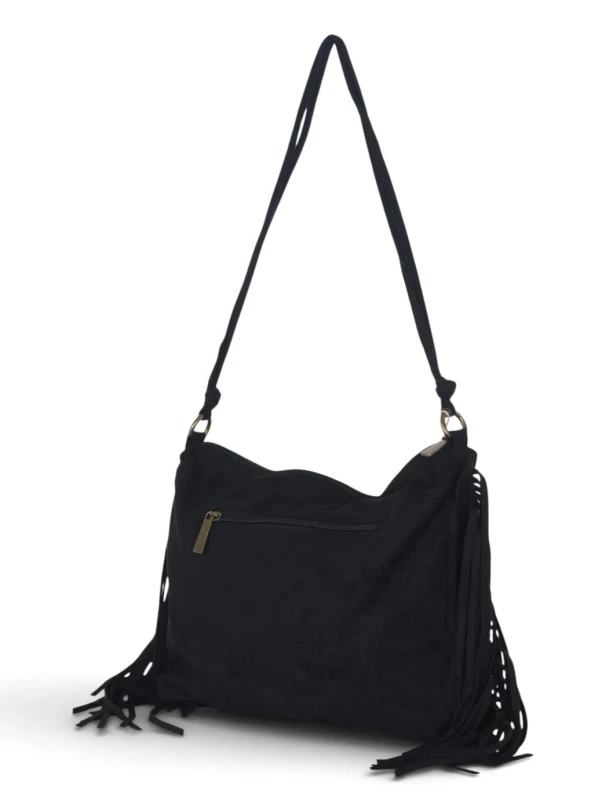 Zamszowa torebka listonoszka Paolo Bags Italy – miękka shopperka z frędzlami