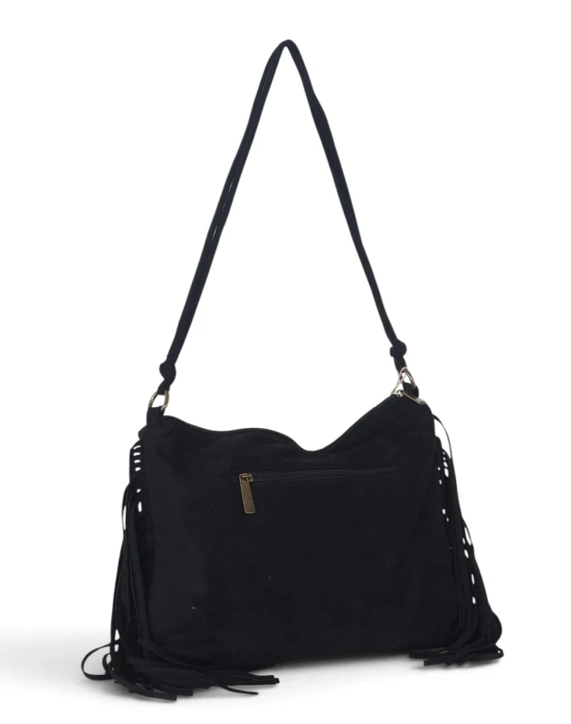 Zamszowa torebka listonoszka Paolo Bags Italy – miękka shopperka z frędzlami