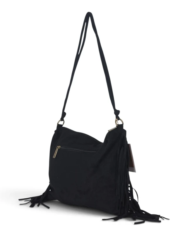 Zamszowa torebka listonoszka Paolo Bags Italy – miękka shopperka z frędzlami