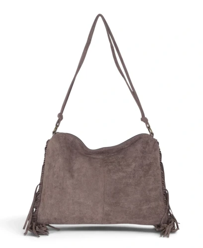 Zamszowa torebka listonoszka Paolo Bags Italy – miękka shopperka z frędzlami