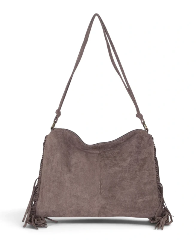 Zamszowa torebka listonoszka Paolo Bags Italy – miękka shopperka z frędzlami