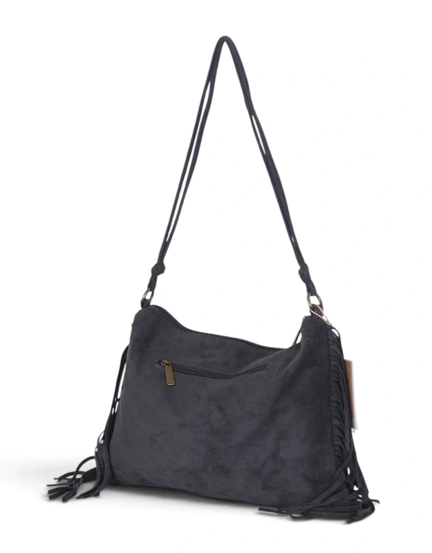 Zamszowa torebka listonoszka Paolo Bags Italy – miękka shopperka z frędzlami