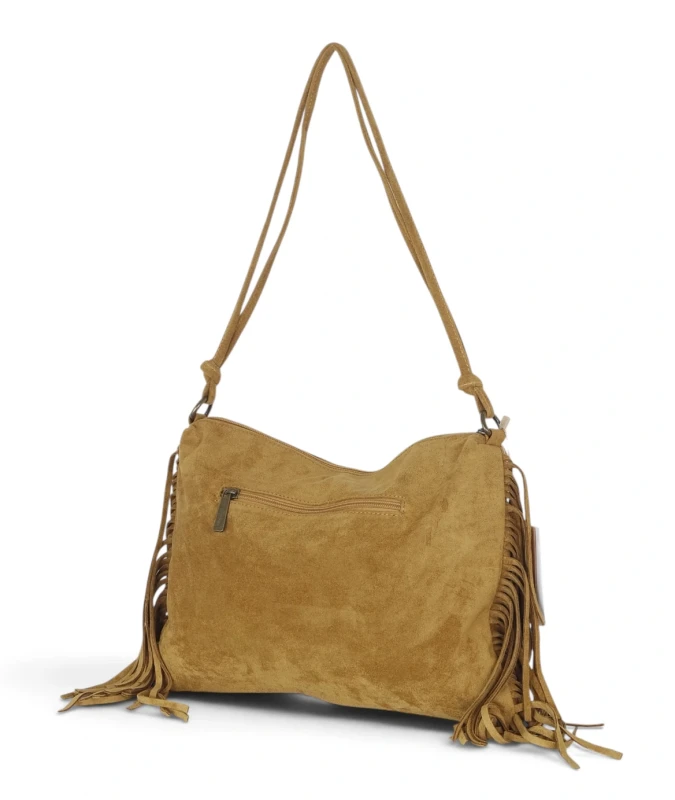Zamszowa torebka listonoszka Paolo Bags Italy – miękka shopperka z frędzlami