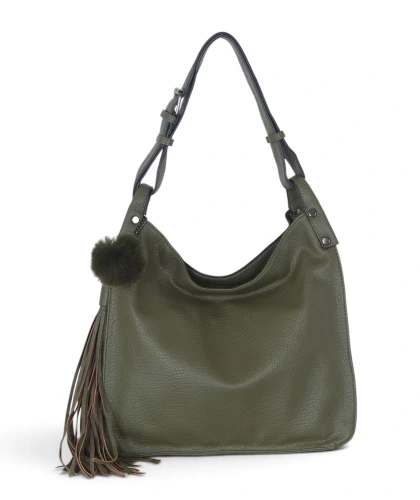 Torebka damska worek The Grace Bags Italy – z frędzlem i regulowaną rączką