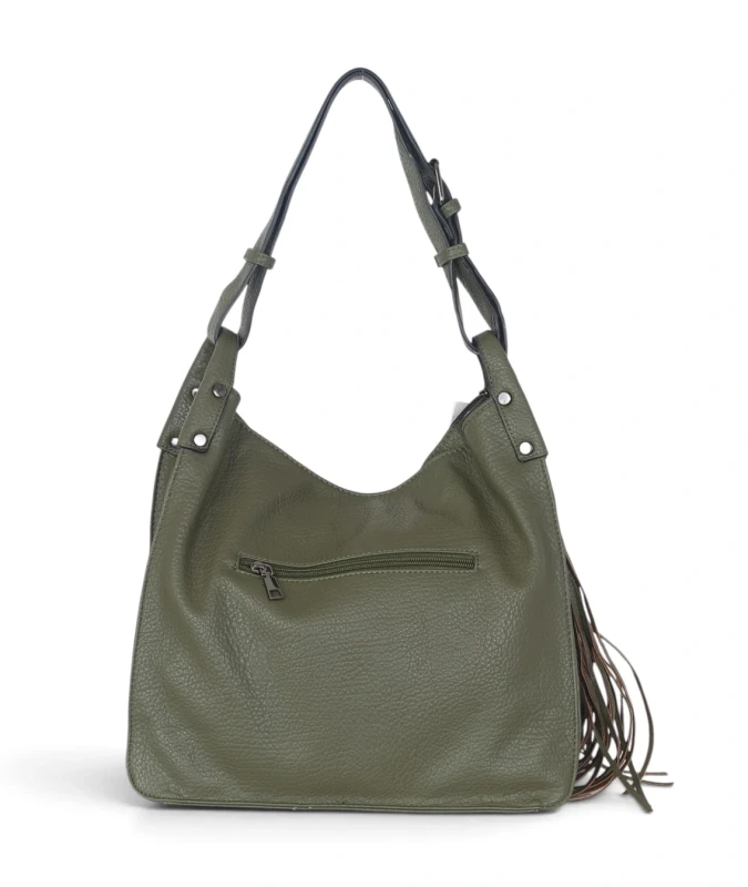 Torebka damska worek The Grace Bags Italy – z frędzlem i regulowaną rączką