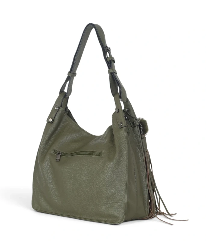 Torebka damska worek The Grace Bags Italy – z frędzlem i regulowaną rączką