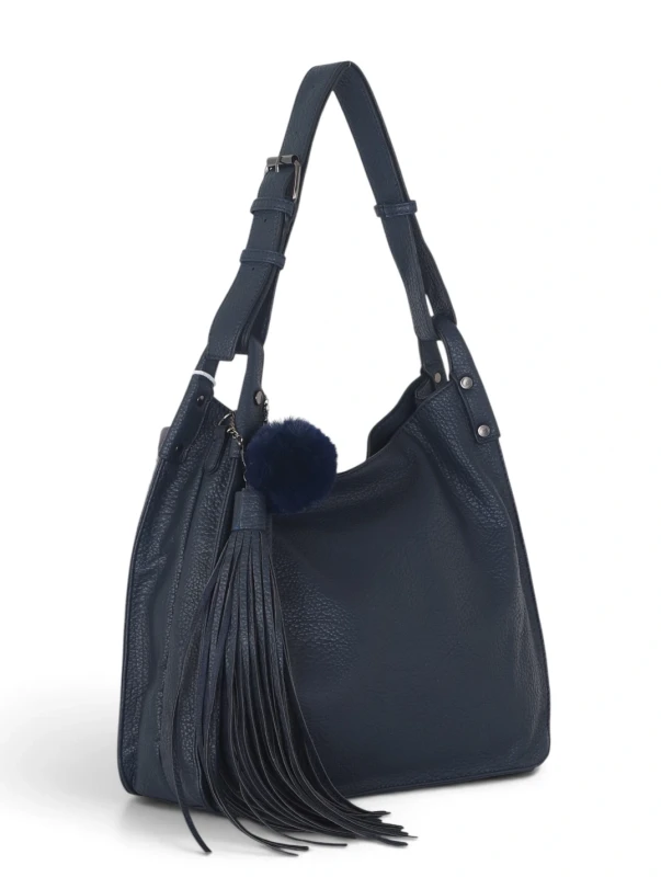 Torebka damska worek The Grace Bags Italy – z frędzlem i regulowaną rączką