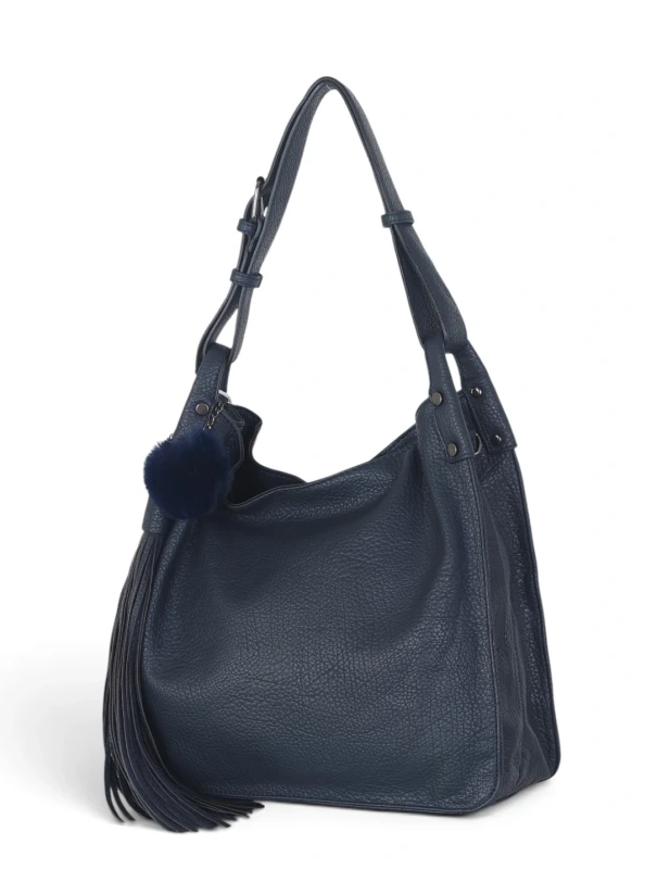Torebka damska worek The Grace Bags Italy – z frędzlem i regulowaną rączką