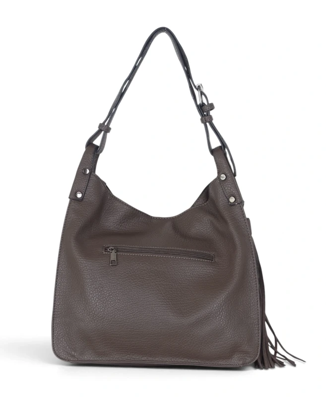 Torebka damska worek The Grace Bags Italy – z frędzlem i regulowaną rączką