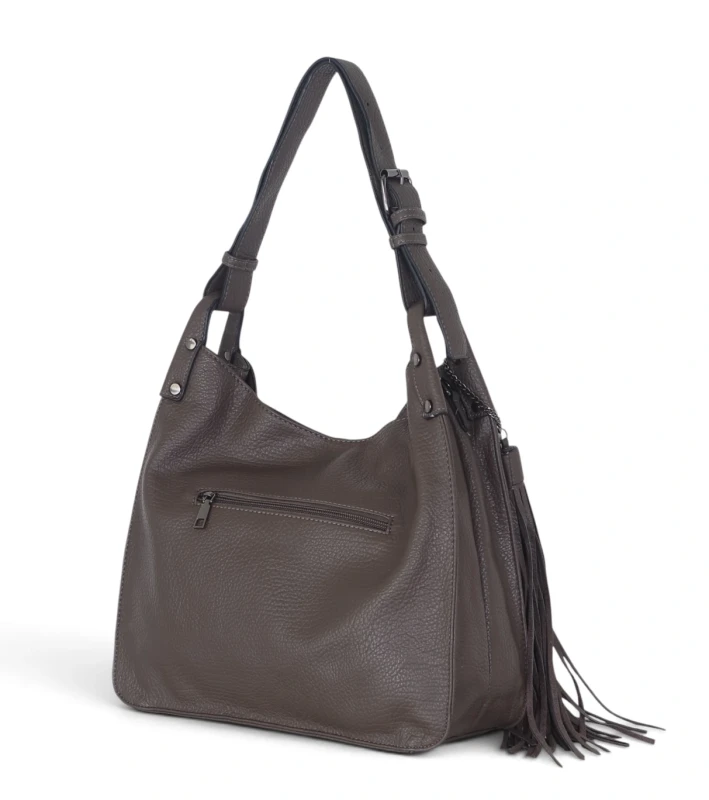 Torebka damska worek The Grace Bags Italy – z frędzlem i regulowaną rączką
