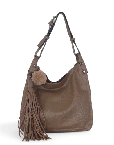 Torebka damska worek The Grace Bags Italy – z frędzlem i regulowaną rączką
