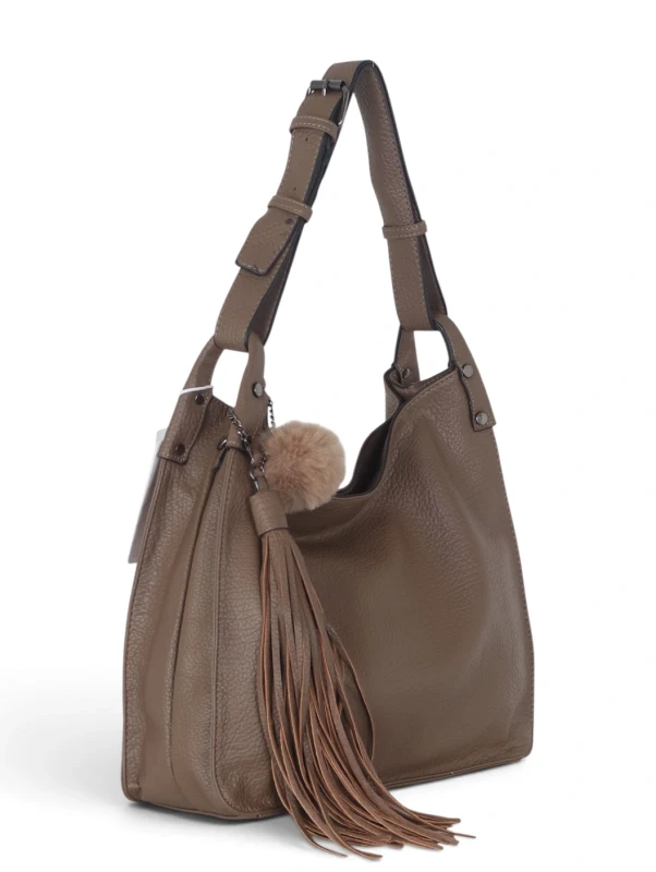 Torebka damska worek The Grace Bags Italy – z frędzlem i regulowaną rączką