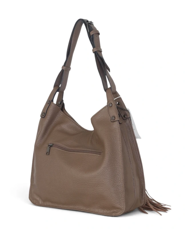 Torebka damska worek The Grace Bags Italy – z frędzlem i regulowaną rączką