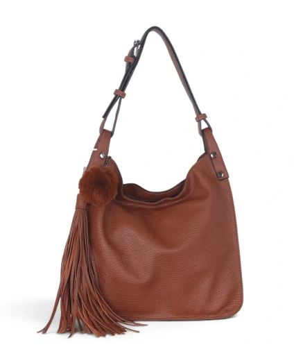 Torebka damska worek The Grace Bags Italy – z frędzlem i regulowaną rączką