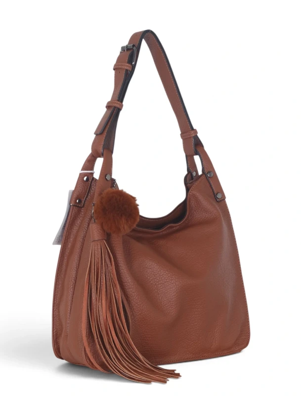 Torebka damska worek The Grace Bags Italy – z frędzlem i regulowaną rączką