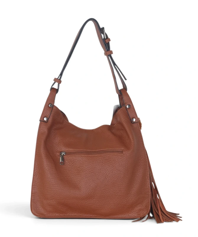 Torebka damska worek The Grace Bags Italy – z frędzlem i regulowaną rączką