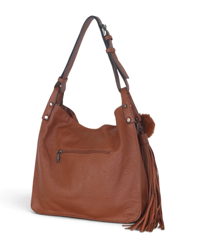 Torebka damska worek The Grace Bags Italy – z frędzlem i regulowaną rączką