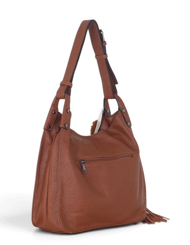 Torebka damska worek The Grace Bags Italy – z frędzlem i regulowaną rączką