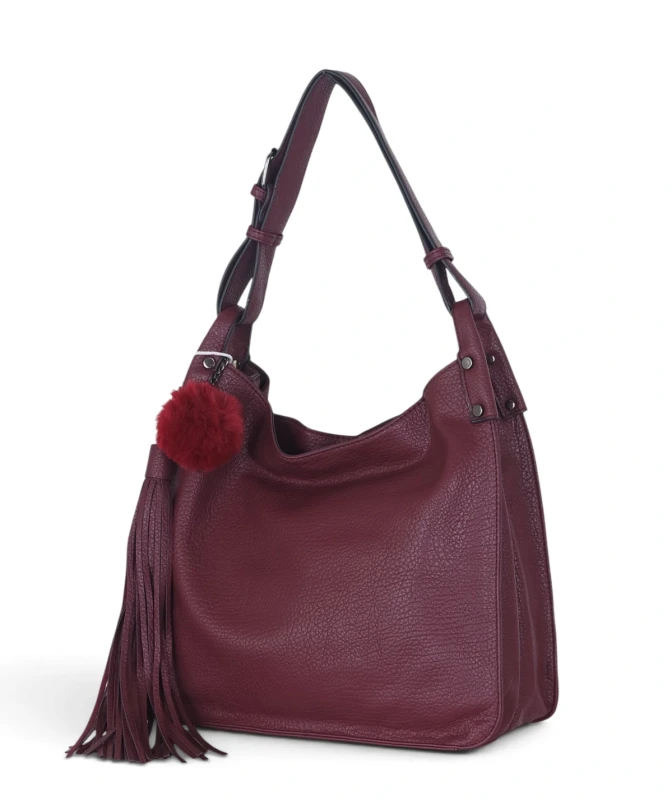 Torebka damska worek The Grace Bags Italy – z frędzlem i regulowaną rączką