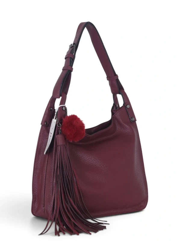 Torebka damska worek The Grace Bags Italy – z frędzlem i regulowaną rączką