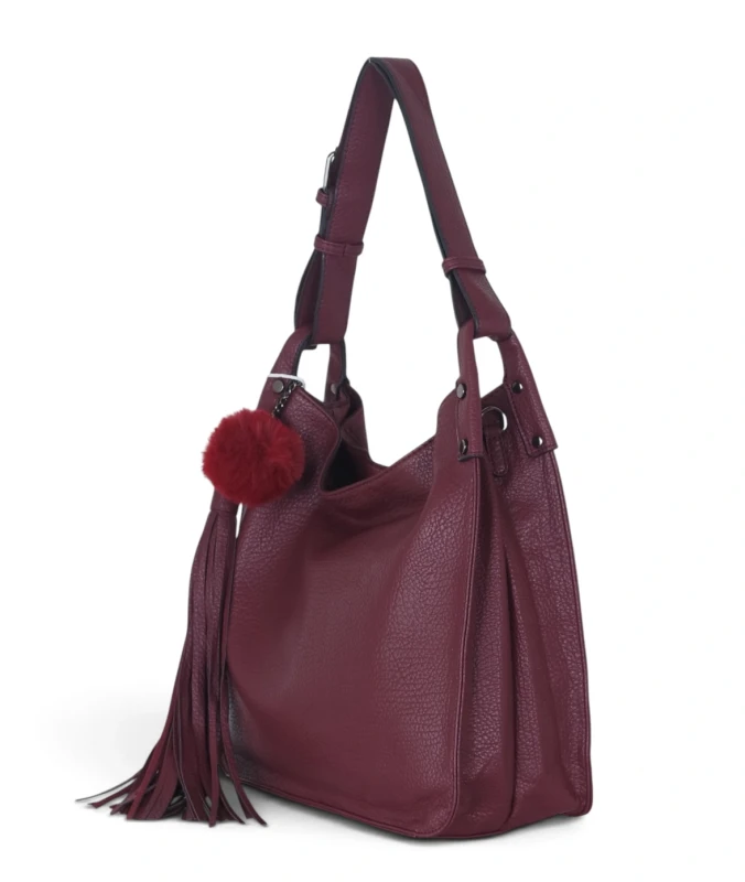 Torebka damska worek The Grace Bags Italy – z frędzlem i regulowaną rączką