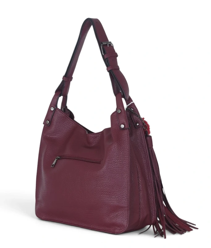 Torebka damska worek The Grace Bags Italy – z frędzlem i regulowaną rączką