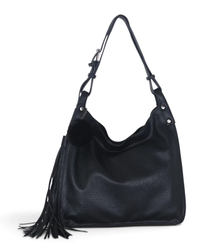 Torebka damska worek The Grace Bags Italy – z frędzlem i regulowaną rączką