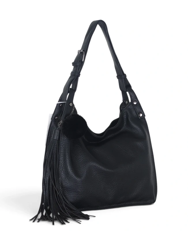 Torebka damska worek The Grace Bags Italy – z frędzlem i regulowaną rączką