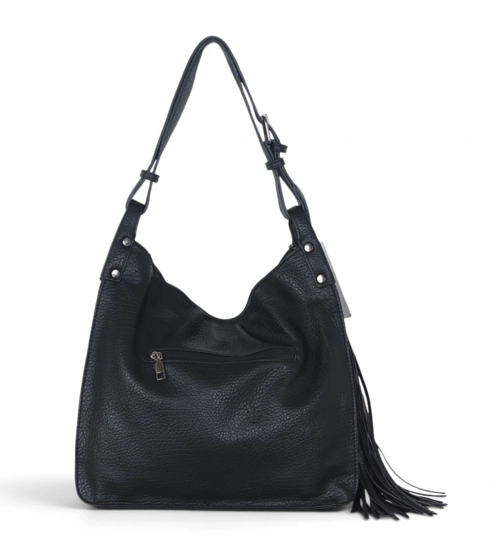 Torebka damska worek The Grace Bags Italy – z frędzlem i regulowaną rączką