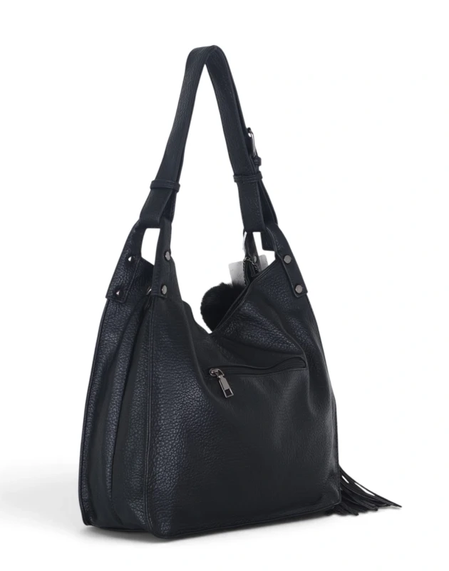 Torebka damska worek The Grace Bags Italy – z frędzlem i regulowaną rączką