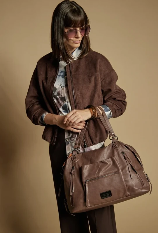 MONNARI Premium Collection Duża torebka damska A4 | Na ramię | 5 kieszeni | Nowa kolekcja