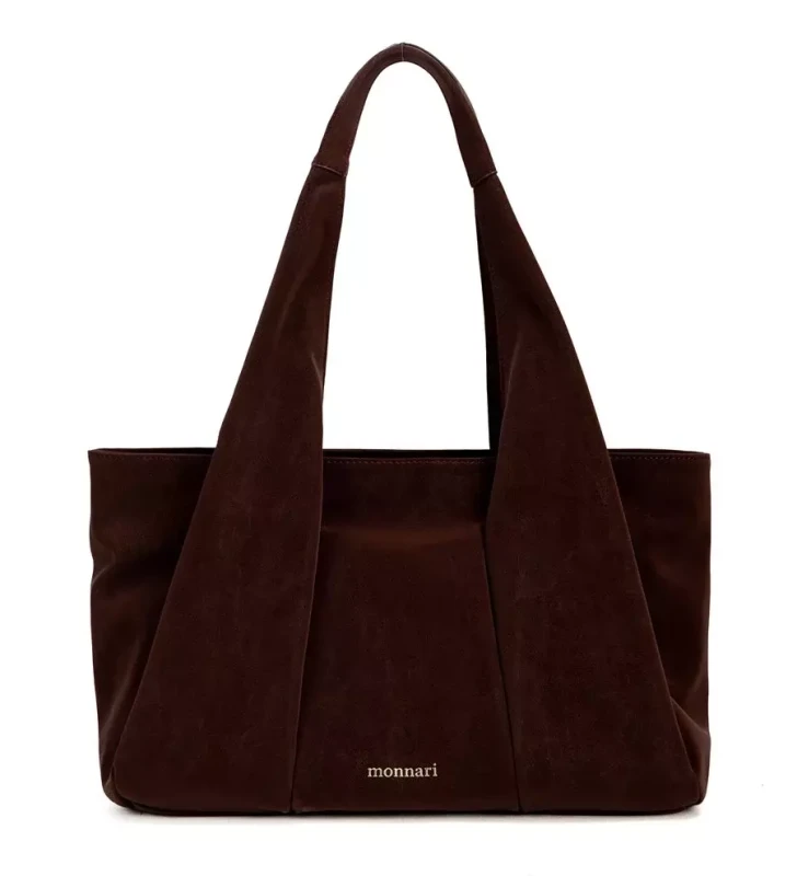 MONNARI Premium Collection Shopper Bag A4 | Torebka Damska na Ramię | Czekolada-Burgund | Jesień Zima