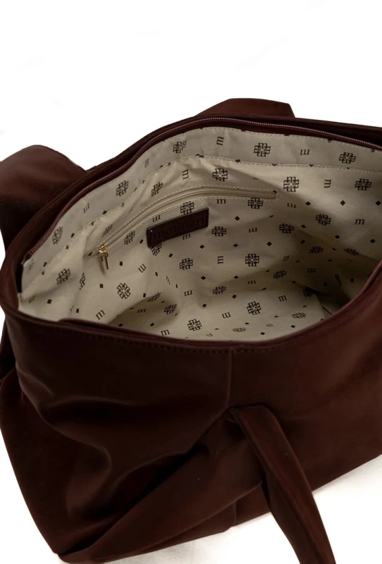 MONNARI Premium Collection Shopper Bag A4 | Torebka Damska na Ramię | Czekolada-Burgund | Jesień Zima