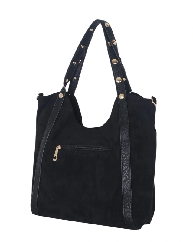 Andrea Massi Italy Torebka Shopper A4 | Zamsz Ekologiczny | Dżety | Rączki + Pasek